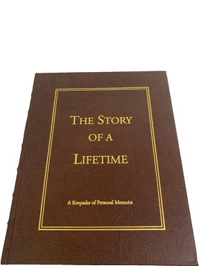 The Story Of A Lifetime Keepsake Personal Memoir Gift Brown Leather Bound 9x11-image