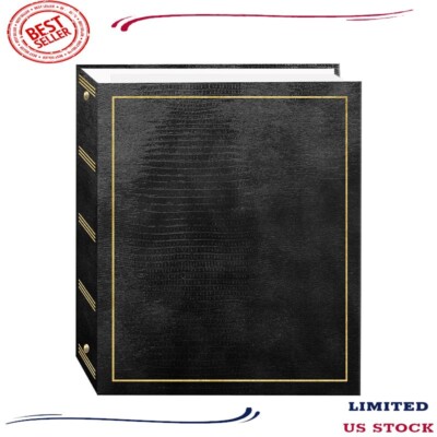 Magnetic Self-Stick 3-Ring Photo Album 100 Pages (50 Sheets), Black, Refillable-image