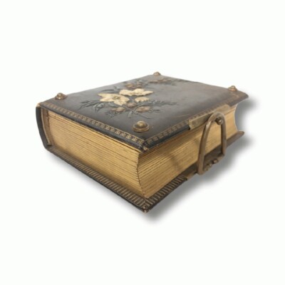 Antique Leather (empty) Photograph Album +Metal Clasp c1890-image