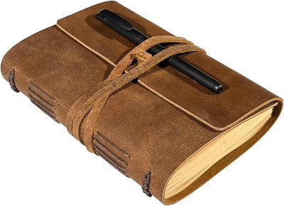 Leather Journal Writing Notebook - Genuine Leather Bound Daily Notepad for Men &-image