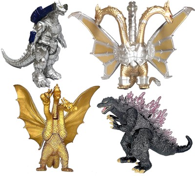 Set of 4 Godzilla Toys Movable Joint Action Figures King of The Monsters Burn...-image