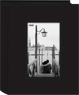 Pioneer FRM-246 Sewn Photo Album w/Frame Cutout Black (Same Shipping Any Qty)-image