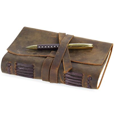 Leather Bound Journal for Men and Women, Handmade Gift Set with Antique Journ...-image