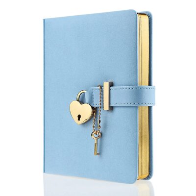 Leather Hard Cover Journal B6 Lined Locking Personal Planner with Lock and Keys-image