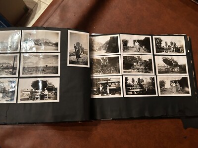 Huge Antique Photo/Postcard/Cards Color Album 1900-1940s Leatherbound 250+ Trave-image