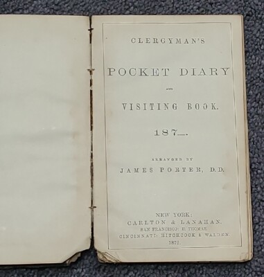 Antique 1872 James Porter DD Clergymans Vintage Pocket Diary & Visiting Book-image