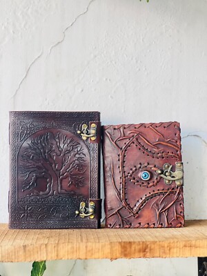 Goat Handmade Leather Journal beautiful Eye Journal & Tree Of Life-image