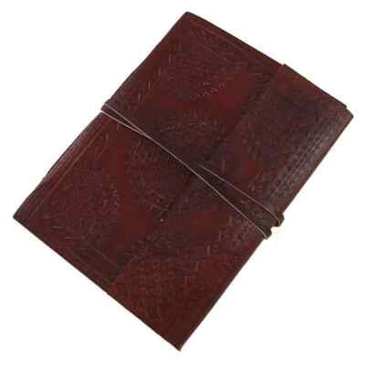 Medieval Circular Embossed Leather-Bound Blank Journal Diary - Vintage Notebook-image