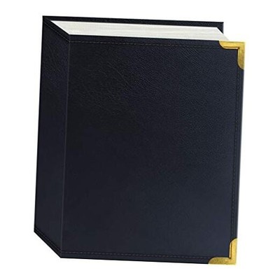 E4-100/NB 100 Pocket Navy Blue Sewn Leatherette Cover with Brass Corner -image