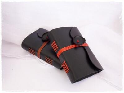 Black Leather Notebook Gothic Hand-Bound Sketchbook Mini Leather Journal Goth-image