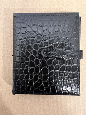 Mini Photo Book Black Faux Leather Portable Wallet Photo Album --image