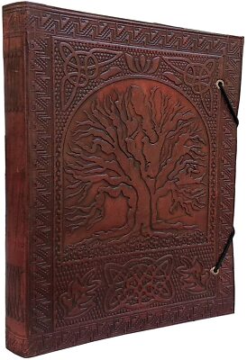 Large Tree of Life Leather Journal Bound Leather Journal Leather Journal Write-image