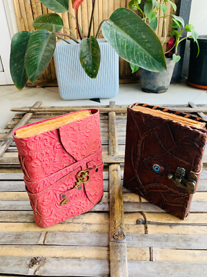 Handmade Leather Bound Journal with Lock and Key with Vintage Best offer-image