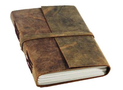 Handmade Leather Journal Writing Notebook Genuine Leather Brown Bound Daily N...-image