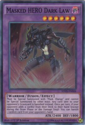 Yugioh! LP Masked HERO Dark Law - SDHS-EN044 - Super Rare - 1st Edition Lightly -image