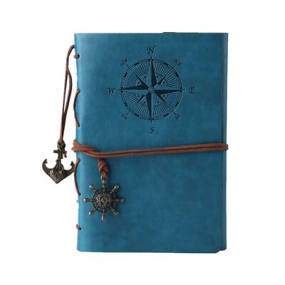 Leather Writing Journal Notebook Classic Spiral Bound Sketchbook Gift Sky Blue-image