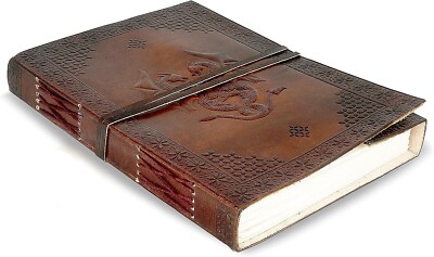 Leather Journal, Leather Bound Writing pad, Dragon Embossed Blank Unlined Paper-image
