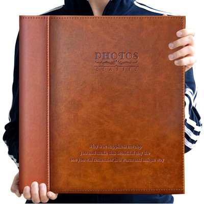 Large Magnetic Photo Album with Exquisite Leather Cover - Perfect Family Gift-image