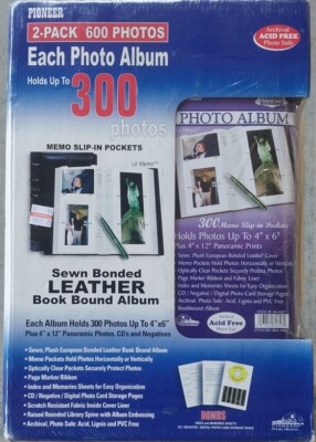 Pioneer Sewn Bonded Leather Photo Albums 2Pack Holds Up To 600 Photos New Sealed-image