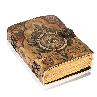 Book of Spells Leather Bound Journal Deckle Edge Paper Grimoire Printed Diary...-image