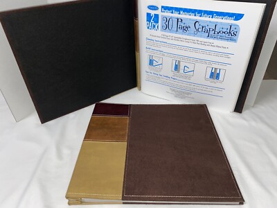 2 New Brown Scrapbooks Photo Book Album Leather & Suede Bound 30 Pages-image