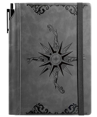 Compass Leather Notebook Journal for Men, 100 GSM 288 Pages Lined Journals fo...-image