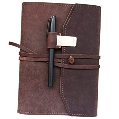 Refillable Leather Journal Writing Notebook - Lay Flat Notebook, Dark Brown-image