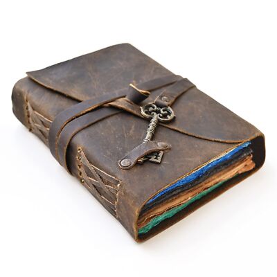 Lined Multicolor Leather Journal with Key, Book of Shadows, Journal for Men, ...-image