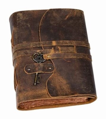 Handmade Deckle Edge Paper Leather Bound Journal Book of Shadow Diary Notebook-image