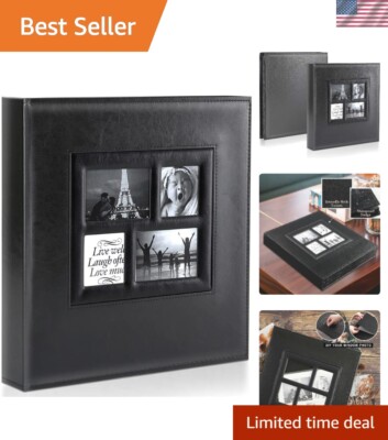 Photo Album Leather 500 Pockets Large Capacity Wedding Family Keepsake-image
