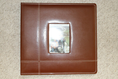 Set of 2  Brown Deluxe Bonded Leather Hand Stitched 12x12  Scrapbook Albums-image