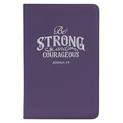 Be Strong and Courageous Joshua 1:9 Bible Verse Purple Full Grain Leather Jo...-image
