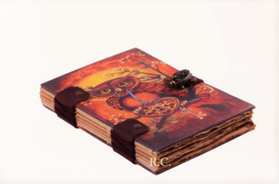 Vintage Leather bound Hard Cover Notebook  Handmade Paper Diary Sketchbook-image