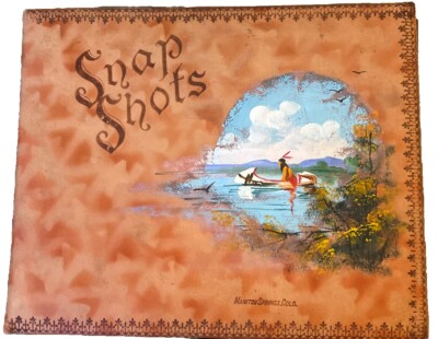 Leather Snapshot Photo Album 1940 Manitou Springs Colorado 55 Pages Most Unused-image