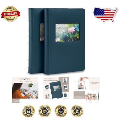 Archival Quality 2-Pack Navy Photo Albums in Bonded Leather - Perfect Gift-image