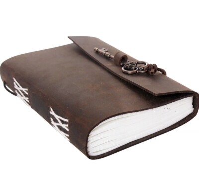 Vintage Leather bound Journal Antique Handmade Paper Notebook Diary Sketchbook-image