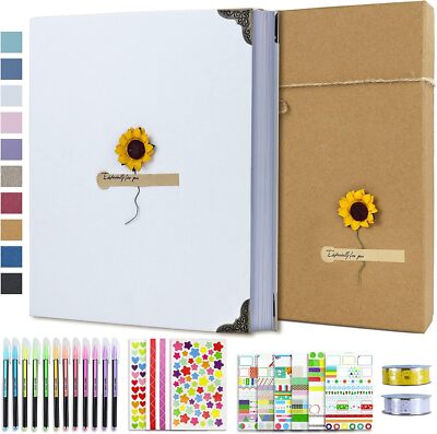 DIY Scrapbook Photo Album Kit with Pens Tapes and Stickers 60 Pages Hardcover-image