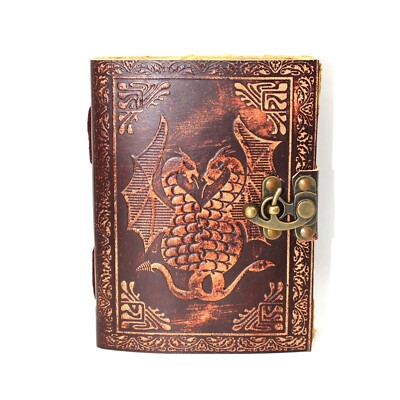 Vintage leather Bound Antique Handmade Notebook/Diary/Sketchbook Dragon S24-image