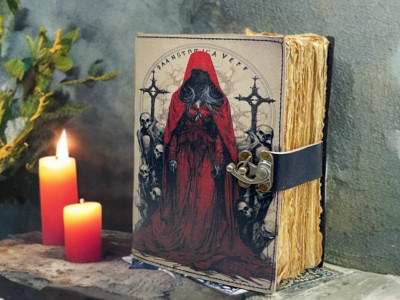 Handmade Leather Bound Vintage Journal Blank Spell Book of Shadows Antique Pages-image