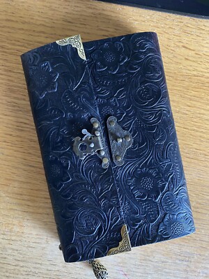Handmade Black Embossed Leather Bound Journal Notebook Diary   GREAT GIFT!!!-image