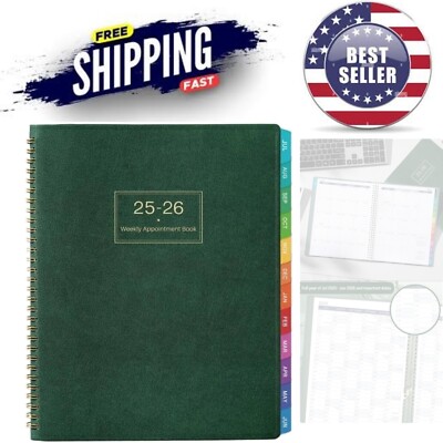 2025-2026 Leather Appointment Book Weekly Daily Planner 9x11-image