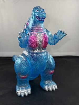 CUSTOM PAINTED MARUSAN 9” GODZILLA 1989 CLEAR BLUE Figure SOFUBI JAPAN-image