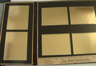 VTG Tri-fold Gold Edge Photo Display Binders Faux Leather for 8 Photos - READ-image