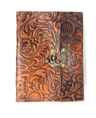 Floral Leather Bound handmade Antique Blank Paper Notebook/Diary/Sketchbook S16-image