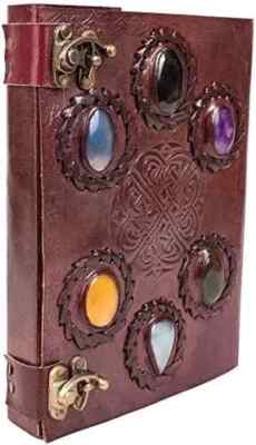 New Handmade Vintage Leather Stone Bound Journal Dairy With Lock-image