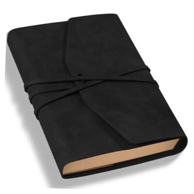 Vintage Journal for Men Women Leather Bound Journaling Notebook 160 Pages Black-image