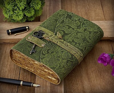 Leather Journal - Antique Handmade Deckle Edge Vintage Paper Leather Bound book-image