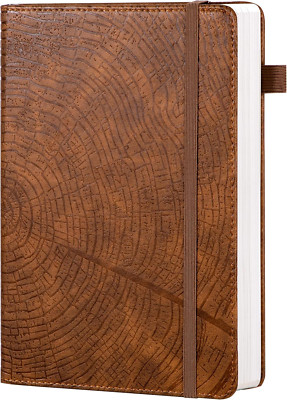 CAGIE Lined Journal for Men, Tree Growth Ring Leather Bound Journal Notebook 256-image