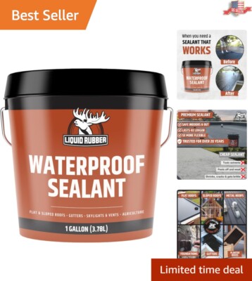 Industrial Strength Waterproof Sealant - 1 Gallon DIY Leak Repair Coating Black-image