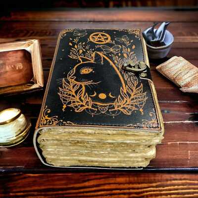 Vintage leather journal zauberbuch leather bound journal notebook sketchbook-image